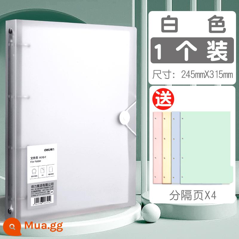 Đục lỗ 4 lỗ a4 mạnh mẽ Dụng cụ giao hàng kẹp tờ rơi 4 lỗ lưu trữ thư mục tờ rời 4 lỗ kẹp sách trong suốt kẹp giấy kẹp thông tin sách hoàn thiện giấy kiểm tra vỏ tạo tác chèn túi kẹp giấy dung lượng lớn - 1 gói-[Trắng] + tặng kèm 4 trang phân cách