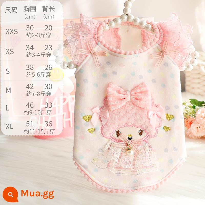 Quần áo chó mùa thu và mùa đông Cat Princess Váy mùa đông dễ thương tay áo con ruồi tươi Teddy PET 4333 - Màu hồng (100% cotton, cộng với nhung để giữ ấm)