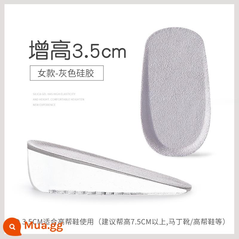 Miếng lót tăng chiều cao bên trong bằng silicon giúp đôi chân không mỏi của phụ nữ vào mùa hè bên trong mềm mại tăng chiều cao nửa miếng đệm giày thể thao tăng chiều cao vô hình cho nam - [2 đôi] Silicon tăng chiều cao 3.5cm màu xám