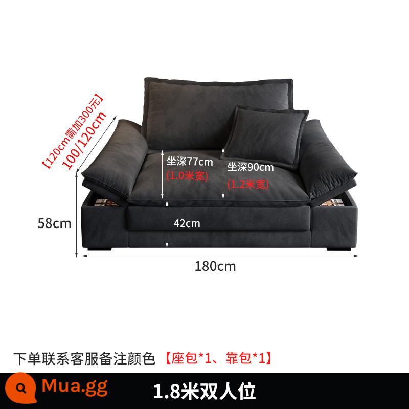 Hiện đại tối giản sofa phòng khách công nghệ vải căn hộ nhỏ Bắc Âu Ý tối giản vải ánh sáng cao su sang trọng xuống ghế sofa - Ghế đôi 1,8m