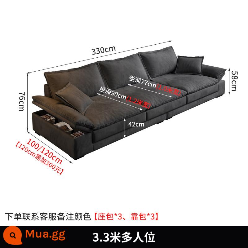 Hiện đại tối giản sofa phòng khách công nghệ vải căn hộ nhỏ Bắc Âu Ý tối giản vải ánh sáng cao su sang trọng xuống ghế sofa - Thêm 3,3 mét chỗ ngồi