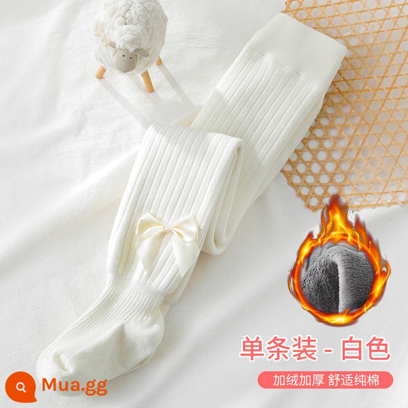 Quần lót bé gái cộng với nhung dày dặn mùa thu và áo khoác ngoài mùa đông cho bé Quần tất trẻ em cotton nguyên chất màu trắng mẫu xuân thu - 1 mảnh [trắng] cộng với nhung và dày (kiểu thông thường)