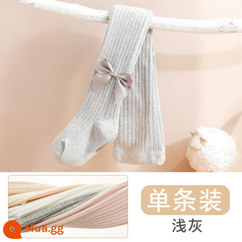 Quần lót bé gái cộng với nhung dày dặn mùa thu và áo khoác ngoài mùa đông cho bé Quần tất trẻ em cotton nguyên chất màu trắng mẫu xuân thu - [Phong cách xuân thu] Xám nhạt