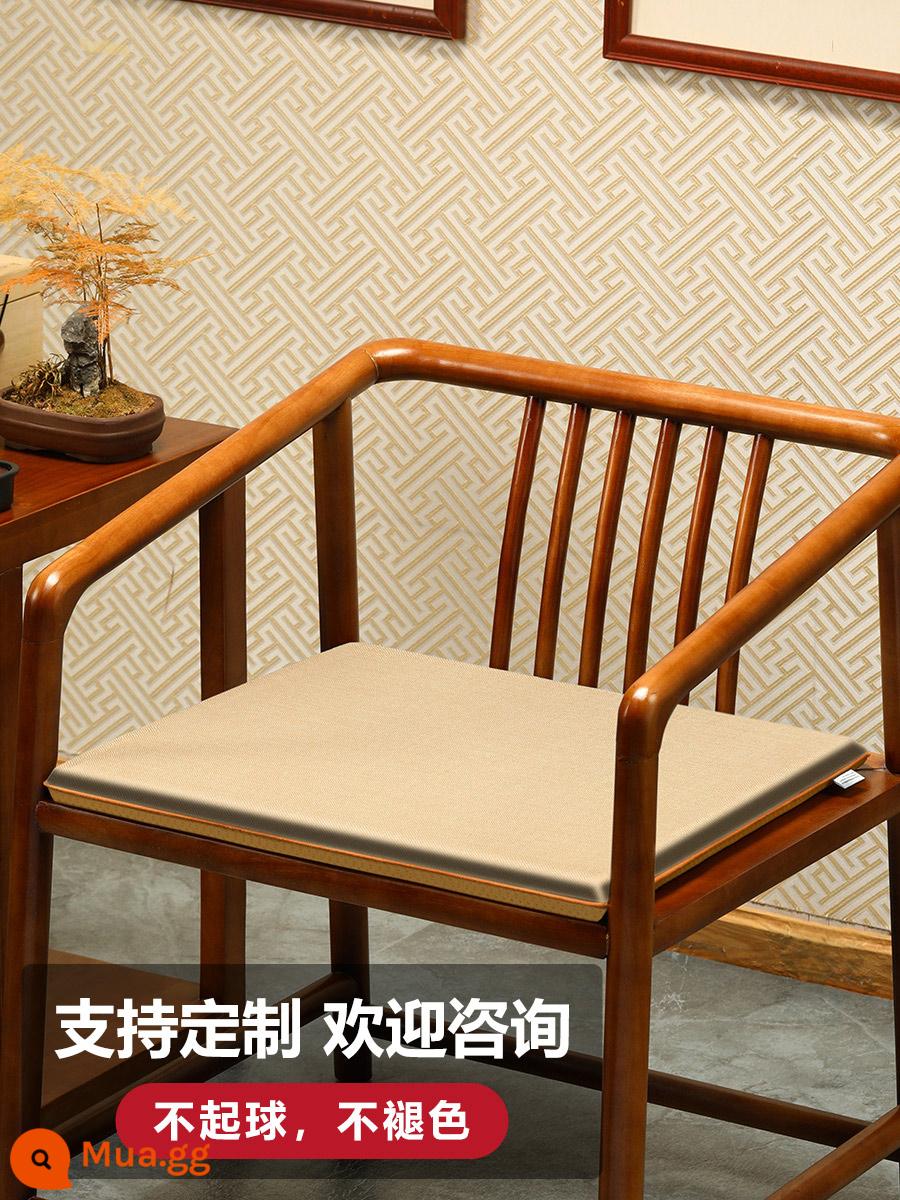 Đệm ghế Trung Quốc đệm cao su đệm ghế gỗ gụ đệm sofa gỗ nguyên khối bàn trà ghế hình tròn Ghế Taishi đệm ghế tùy chỉnh - Màu trơn cotton và vải lanh màu be