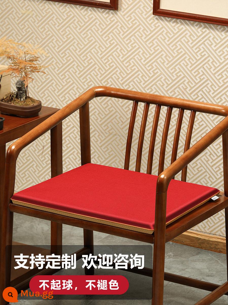 Đệm ghế Trung Quốc đệm cao su đệm ghế gỗ gụ đệm sofa gỗ nguyên khối bàn trà ghế hình tròn Ghế Taishi đệm ghế tùy chỉnh - Màu đỏ cotton và vải lanh