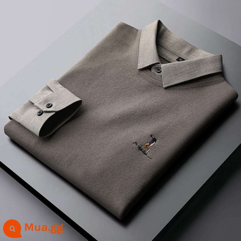 Ánh sáng mùa thu và mùa đông sang trọng lõi retro Velvet giả hai mảnh áo len dành - 72-M1021 Khaki