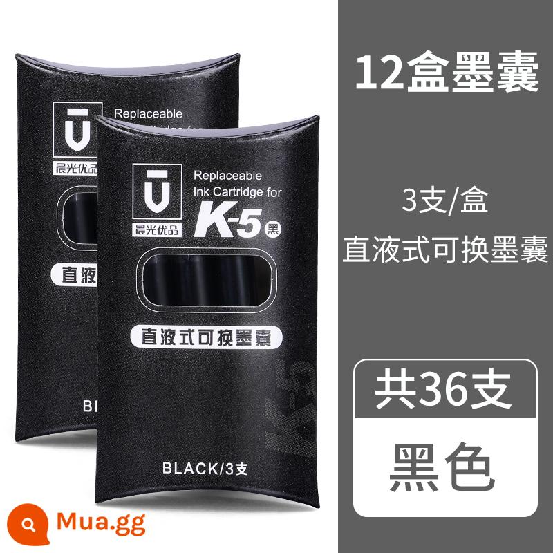 Chenguang Youpin k5 bút bi gốc nước dạng lỏng thẳng với túi mực có thể thay thế và ống mực đầy ống 0,5mm ống kim đầy màu đen carbon trung tính bút ký sinh viên gốc nước kinh doanh kiểm tra cao cấp bút khô nhanh đặc biệt - 36 túi mực đen nguyên bản