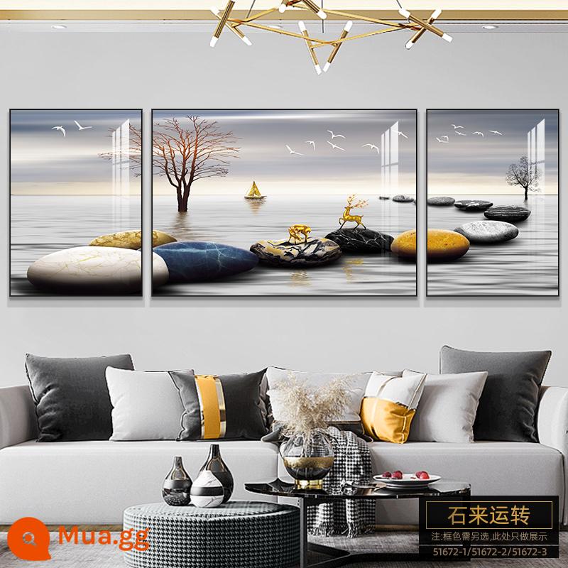 Tranh trang trí phòng khách ánh sáng sang trọng hiện đại tối giản treo tranh sofa nền tranh treo tường bầu không khí phong cách Trung Quốc mới bộ ba chân Bắc Âu - Chuyển loại Shilu-N