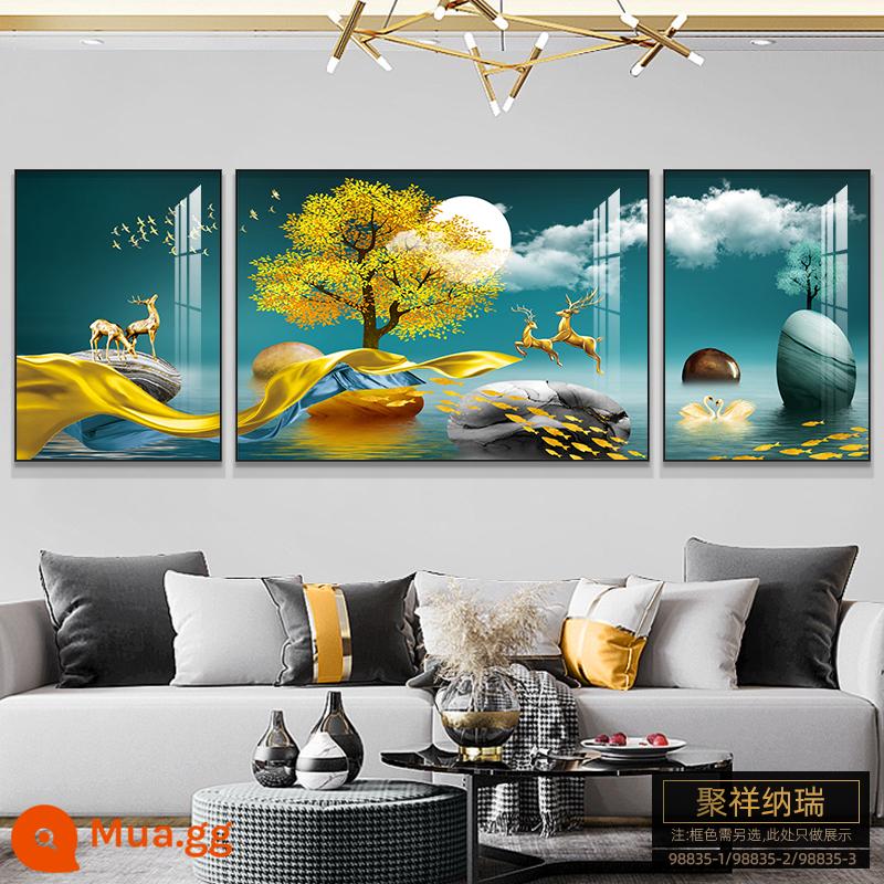 Tranh trang trí phòng khách ánh sáng sang trọng hiện đại tối giản treo tranh sofa nền tranh treo tường bầu không khí phong cách Trung Quốc mới bộ ba chân Bắc Âu - Phong cách Juxiang Nari-O