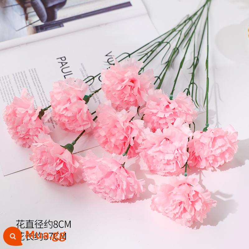 38 Ngày Phụ Nữ Tulip Mô Phỏng Hoa Hoa Hồng Trang Trí Bánh Cắm Ruy Băng Lưới Xung Quanh Lễ Hội Nữ Thần Ngày 8 Tháng 3 - 10 bông hoa cẩm chướng hồng