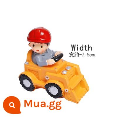 Trang trí bánh máy xúc kỹ thuật xe máy ủi rào chắn giao thông mặt dây chuyền cắm bánh sinh nhật cho trẻ em - Đẩy nhựa cậu bé màu trắng 5 chiếc