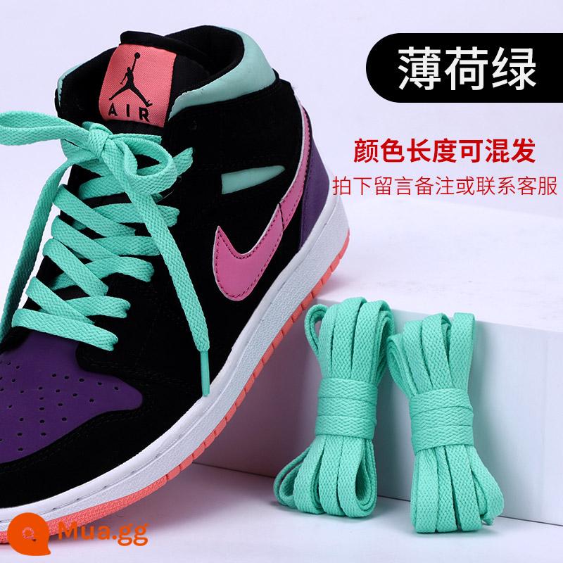 Dây giày Lexiang phù hợp với giày bóng rổ nam nike Nike aj1 dây buộc dây giày phẳng màu đen và trắng xanh đỏ be cho nữ - Xanh bạc hà 1 đôi [Mua 1 tặng 1] ♥ Thay thế miễn phí trong một năm