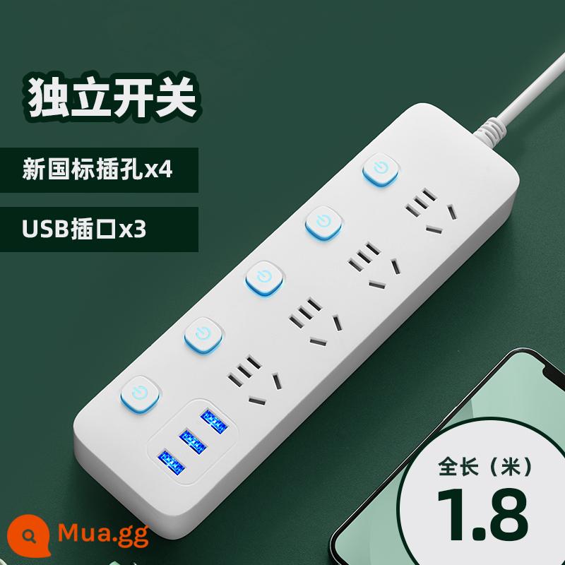 Zhengyipinniu Cắm Bảng Dây Đa Năng Hộ Gia Đình Ổ Cắm Bảng Xốp Sạc USB Dây Nối Dài Dây Nối Dài - (Công tắc độc lập 20 lỗ + 3 usb) tổng chiều dài 1,8 mét