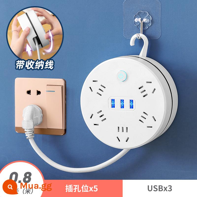 Công Lý Ổ Cắm Có Thể Thu Vào Lưu Trữ USB Đa Năng Bảng Xốp Dây Bảng Dây Nối Dài Cắm Hàng - 5 bit + 3 usb - tổng chiều dài 0,8 mét