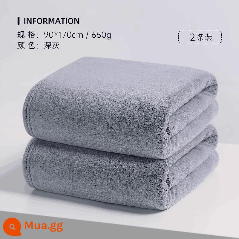 Khăn tắm Jieliya Nhà nữ Mùa đông người lớn hơn cotton cotton hấp thụ nước 2022 Mô hình cặp đôi mới Một cặp khăn bọc khăn - Xám đậm + xám đậm [90*170cm|Siêu dày 650g]