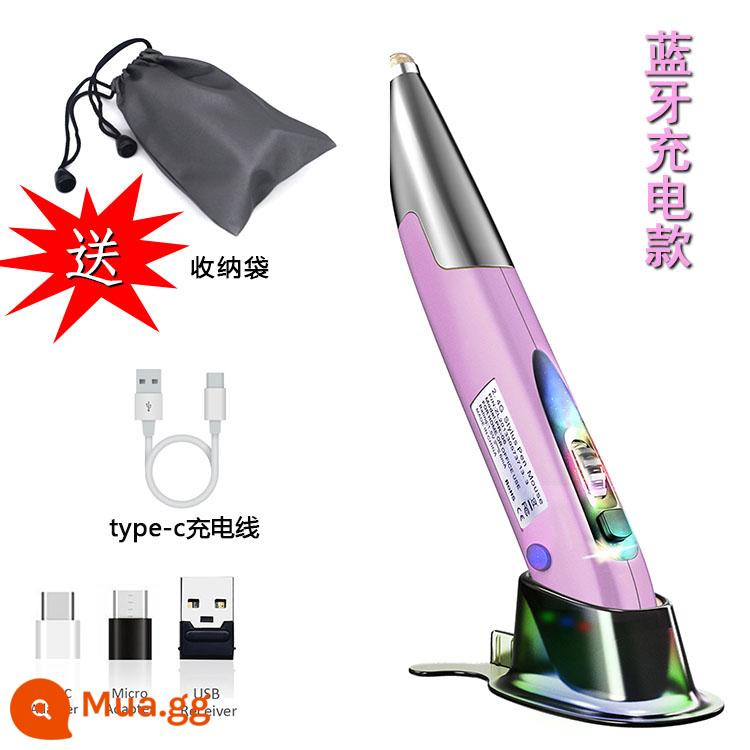 Bán hàng trực tiếp tại nhà máy Chuột không dây 2.4G hỗ trợ bút stylus, chuột điện thoại di động máy tính văn phòng màu đỏ đen trắng - Sạc thế hệ thứ ba/2.4G/Bluetooth/Bút điện dung Màu tím đi kèm túi đựng