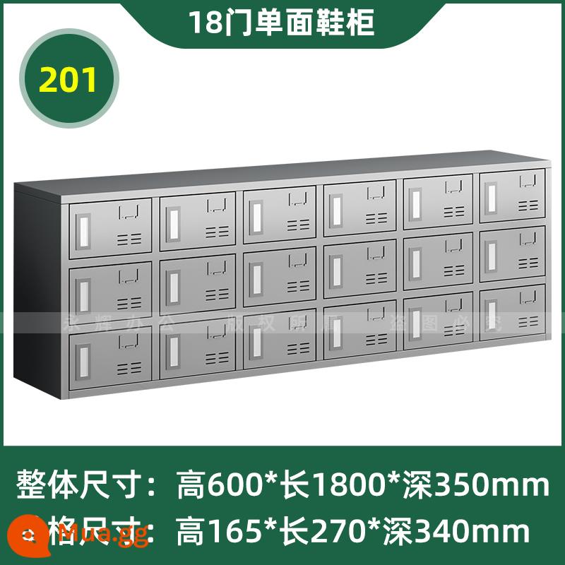 Nhà máy thanh lọc tủ giày bằng thép không gỉ tủ giày nhân viên nhiều lớp không cửa lưới phân giày đơn và hai mặt xưởng tùy chỉnh giày - Màu socola 201 một mặt 18 cửa còn hàng