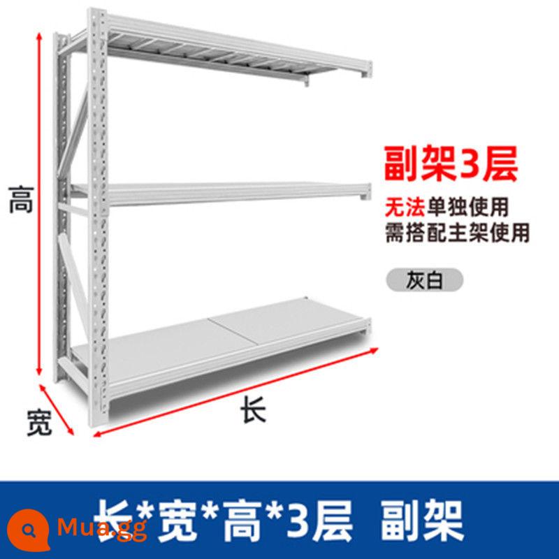 Kho kệ kho hàng giá kệ hộ gia đình nhiều tầng khung sắt thép góc kho hàng siêu thị giá siêu tốc hàng hóa - Khung phụ ba lớp màu xám và trắng