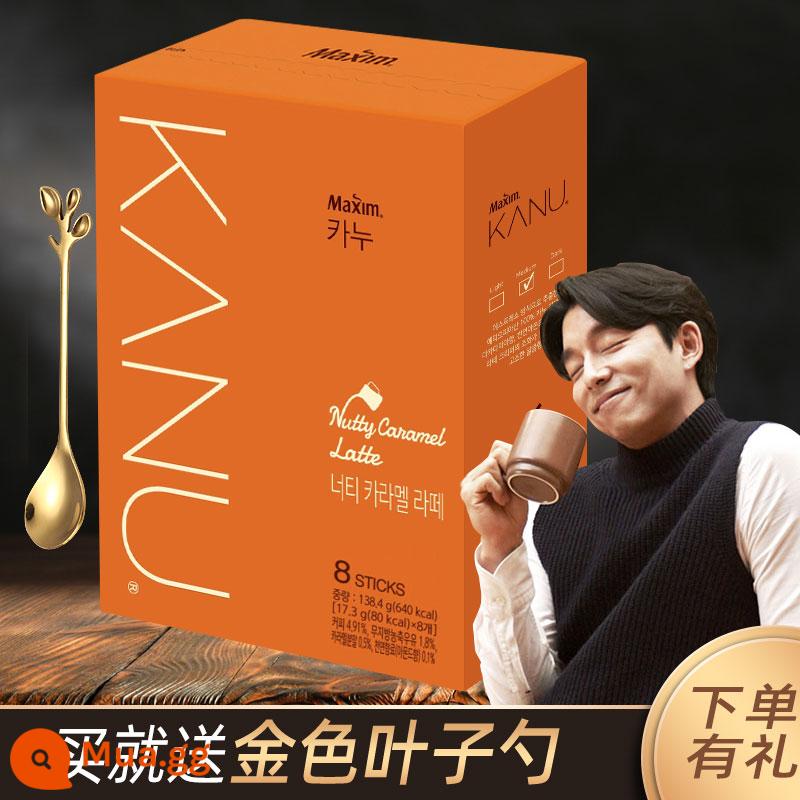 Maixin Carin Double Latte Coffee Powder Hàn Quốc nhập Kanu Speed-ấu trùng có hương vị nguyên bản của Kanu - Cannu Nut Caramel Latte 8 thanh 1 hộp