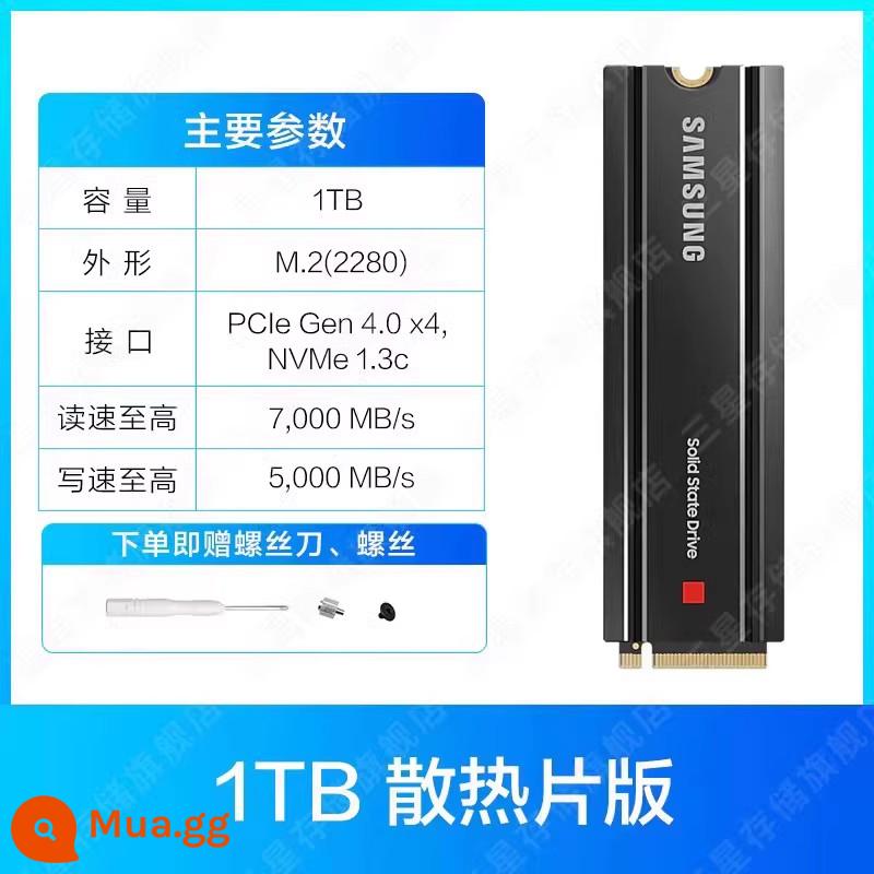 Ổ cứng thể rắn Samsung 980 PRO 1TB NVMe M.2 laptop PS5 máy tính để bàn PCIe4.0SSD - Phiên bản tản nhiệt 1TB-