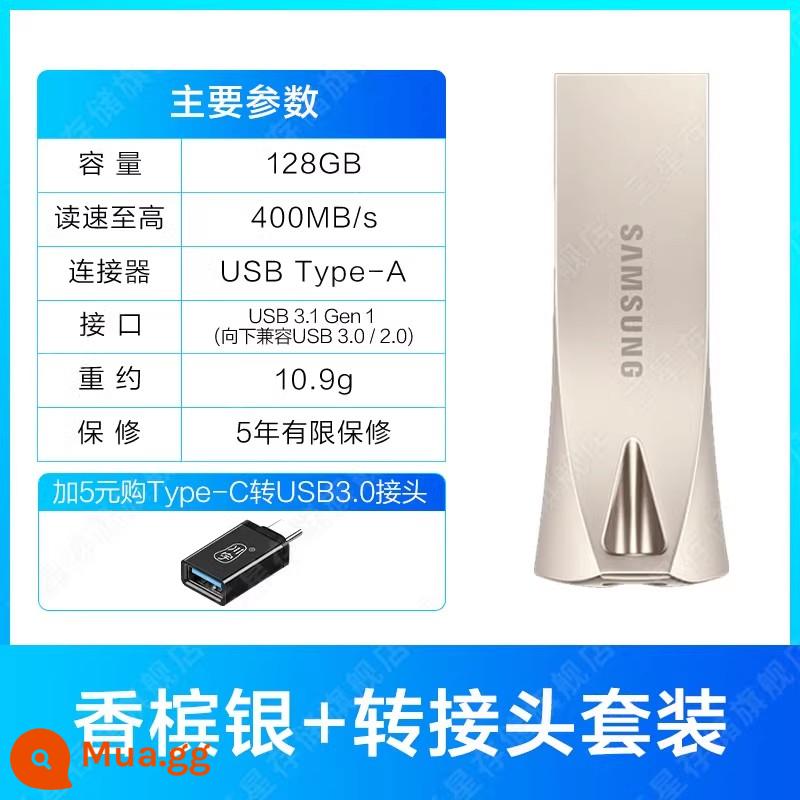 Máy tính Samsung Ổ đĩa U 128G chính thức Flagship Store USB3.1 mới đích thực THANH xe lưu trữ USB flash đĩa - Bộ chuyển đổi + Bạc Champagne-