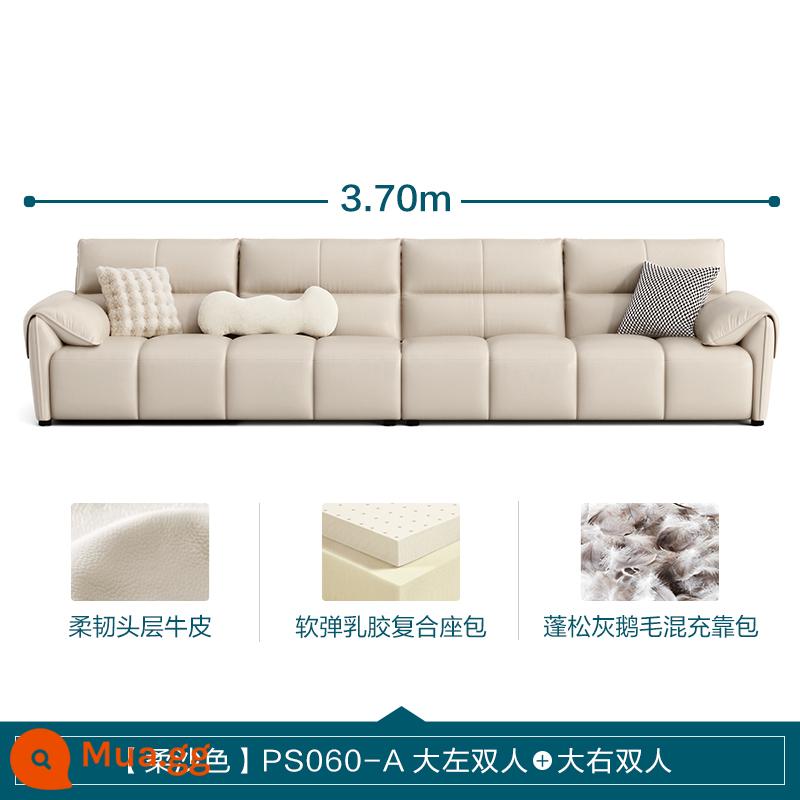 Lin Nhà Phòng Khách Ý Tối Giản Ánh Sáng Sang Trọng Sofa Da Phím Đàn Piano Top Sofa Da Bò Lớn Màu Đen Sofa Bò - [Lớp trên da bò vàng | Màu cát mềm] PS060-A đôi lớn bên trái + đôi lớn bên phải