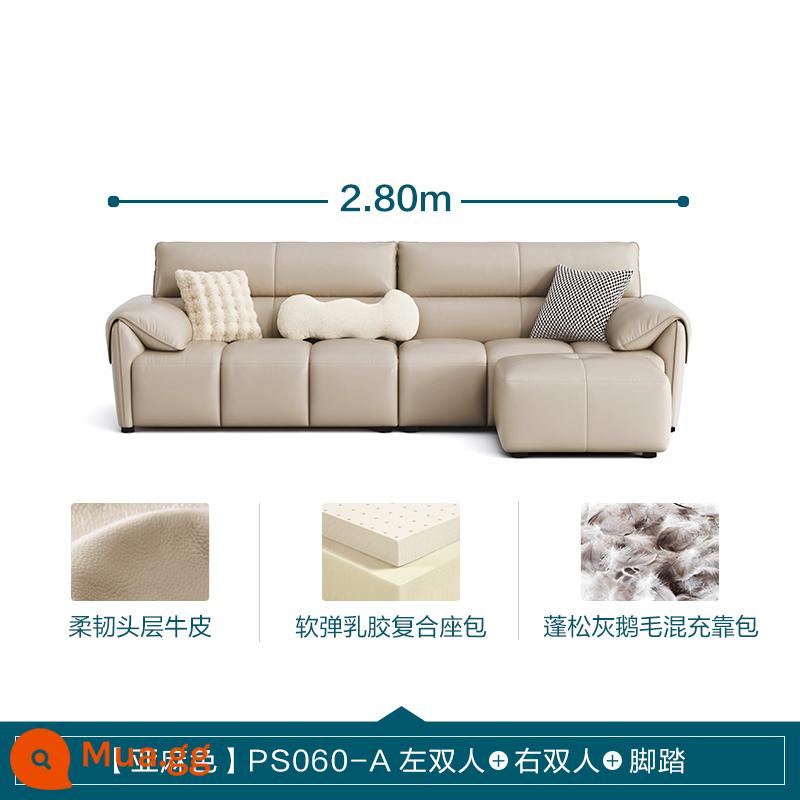 Lin Nhà Phòng Khách Ý Tối Giản Ánh Sáng Sang Trọng Sofa Da Phím Đàn Piano Top Sofa Da Bò Lớn Màu Đen Sofa Bò - [Lớp trên cùng da bò màu vàng | màu vải lanh] PS060-A đôi bên trái + đôi bên phải + bàn đạp