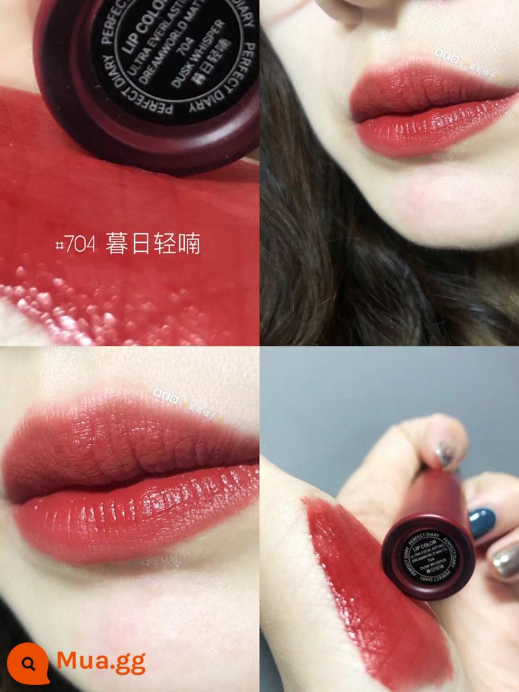 Perfect Diary Lip Glam Lip Velvet To Velvet Matte Matte 909 Thương Hiệu Lớn Chính Hãng V01 Mẫu Nữ Sinh - 704#Màu đào ô long Muri Qingnan