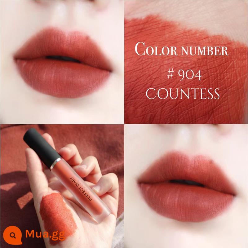 Perfect Diary Lip Glam Lip Velvet To Velvet Matte Matte 909 Thương Hiệu Lớn Chính Hãng V01 Mẫu Nữ Sinh - Son môi 9 series 904# nữ bá tước có sẵn