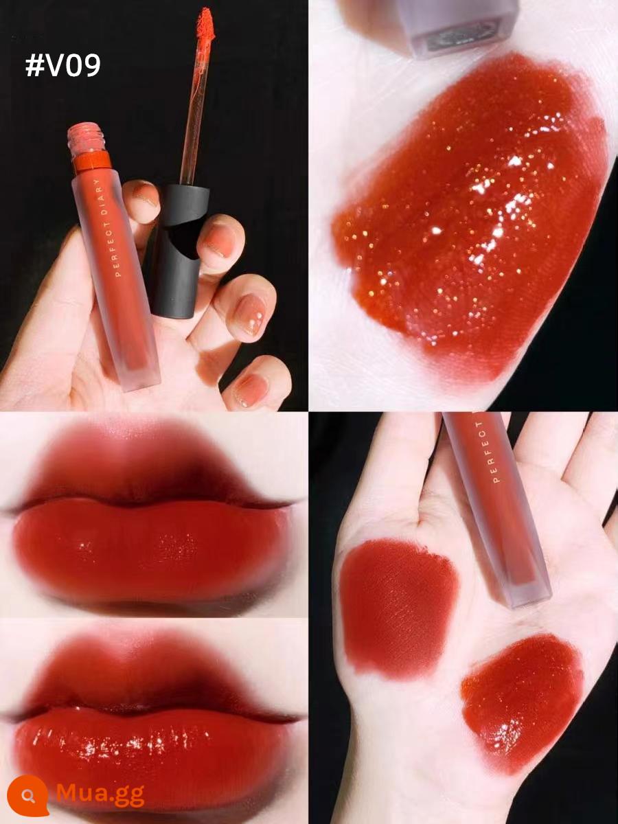 Perfect Diary Lip Glam Lip Velvet To Velvet Matte Matte 909 Thương Hiệu Lớn Chính Hãng V01 Mẫu Nữ Sinh - Velvet Lip Glaze V09-Koi Color-Với Màu Nâu Cam Đẹp Flash