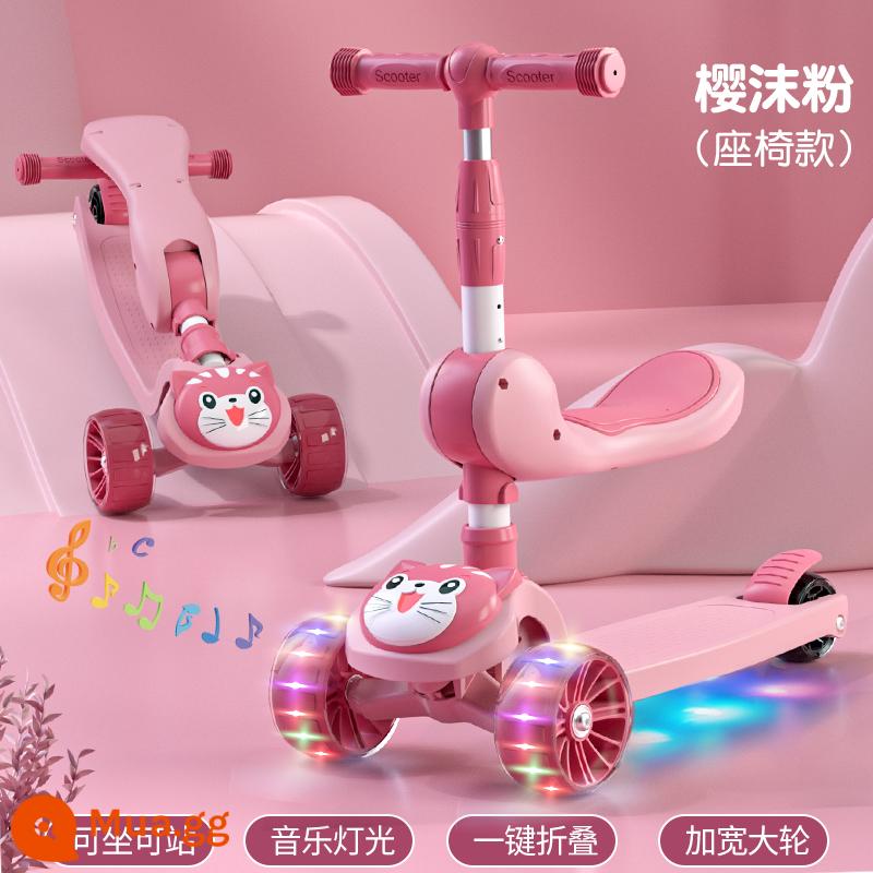 Xe trượt Scooter hoạt hình cho bé 1-3-6 tuổi 2 bé trai đạp bé có thể ngồi và đi cầu trượt xe yo-yo phong cách công chúa bé gái - Bánh xe Flash Yingmofen-Hummer + Ghế + Đèn chiếu nhạc + Quà tặng