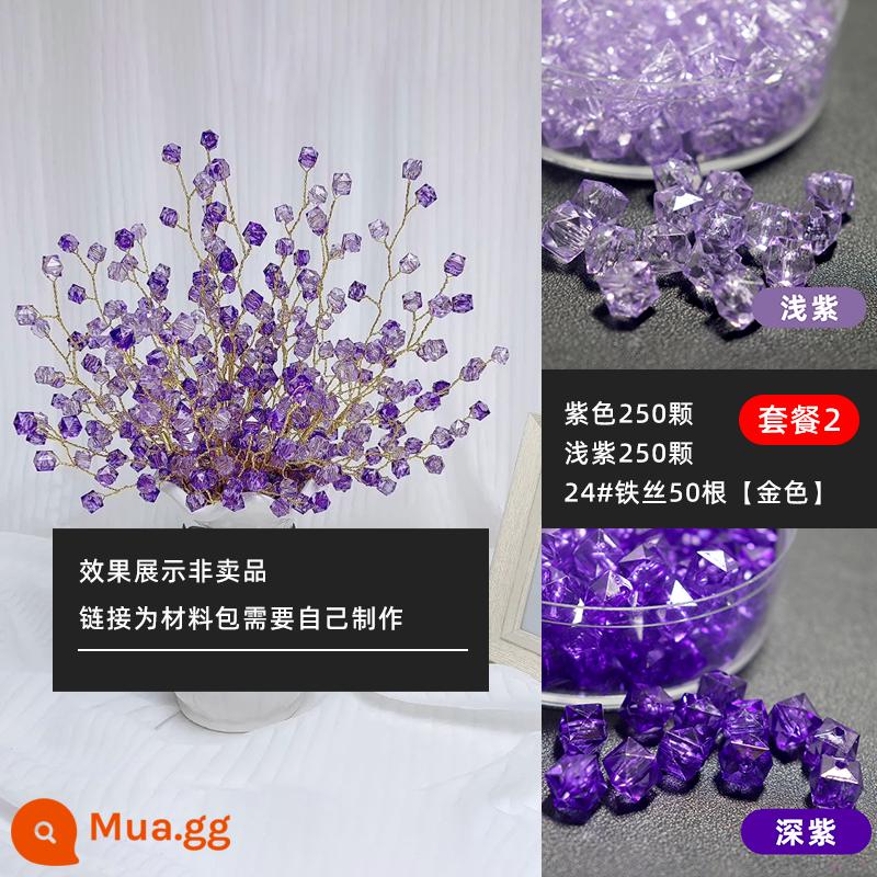 Acrylic hạt rời hạt dệt 10m trong suốt hạt vuông nhiều màu sắc hơi thở của bé bó hoa handmade tự làm chất liệu gói - 10m hạt vuông màu tím 250+ tím nhạt 250+ dây 50 hướng dẫn miễn phí