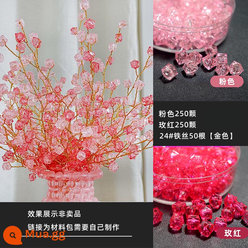 Acrylic hạt rời hạt dệt 10m trong suốt hạt vuông nhiều màu sắc hơi thở của bé bó hoa handmade tự làm chất liệu gói - 10m hạt vuông hồng 250 + đỏ hồng 250 + dây 50 hướng dẫn miễn phí