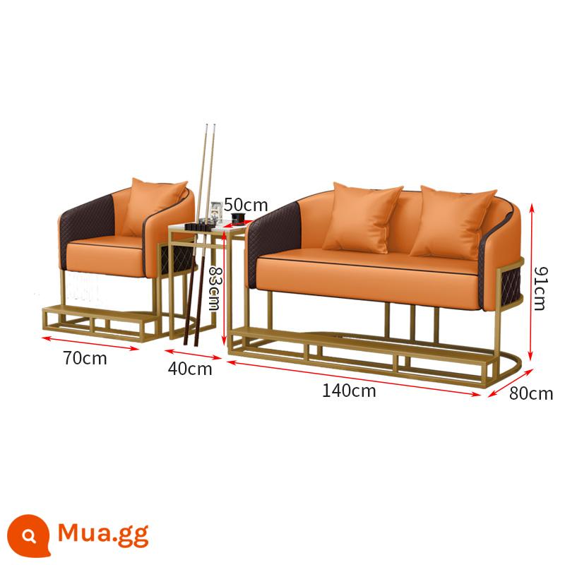 Bàn ghế bida, ghế sofa bida, ghế bida, ghế đánh bài đặc biệt tại sảnh bida, ghế xem bóng, ghế bida giải trí, phong cách mới - Sofa 3 chỗ màu cam có gác chân + bàn trà