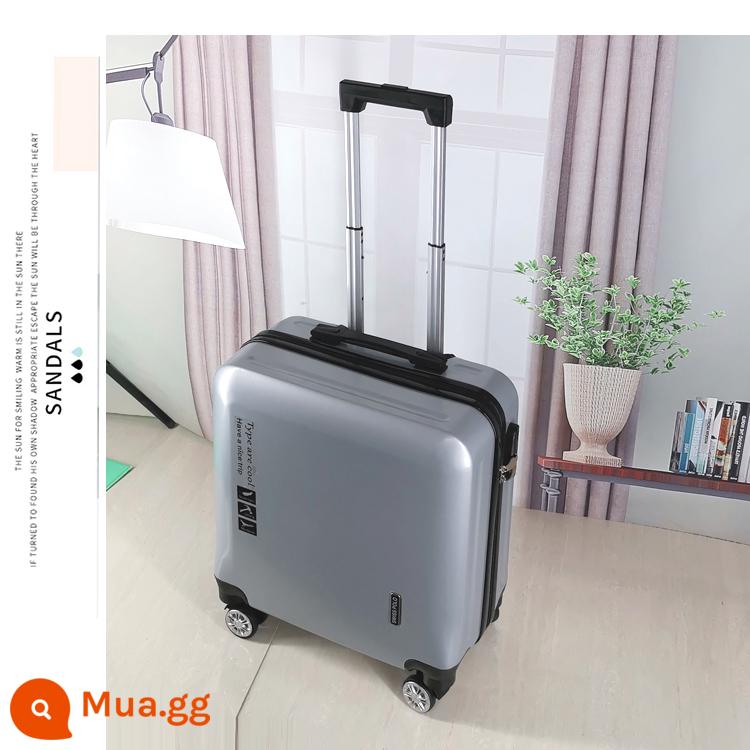 Vali lên máy bay mini 20 inch dành cho phụ nữ hộp xe đẩy nhỏ bằng lưới nhẹ màu đỏ Vali mật khẩu du lịch công tác 18 inch dành cho nam - Màu bạc sang trọng phong cách Anh