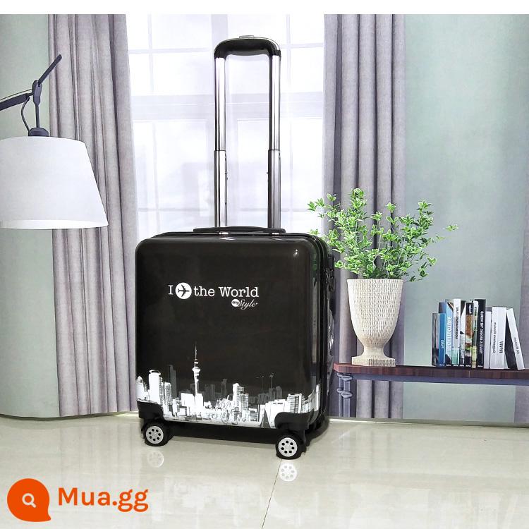 Vali lên máy bay mini 20 inch dành cho phụ nữ hộp xe đẩy nhỏ bằng lưới nhẹ màu đỏ Vali mật khẩu du lịch công tác 18 inch dành cho nam - thành phố máy bay đen