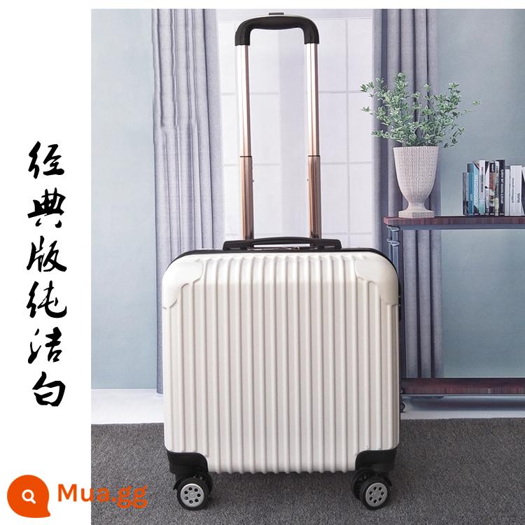 Vali lên máy bay mini 20 inch dành cho phụ nữ hộp xe đẩy nhỏ bằng lưới nhẹ màu đỏ Vali mật khẩu du lịch công tác 18 inch dành cho nam - Màu trắng sữa cổ điển