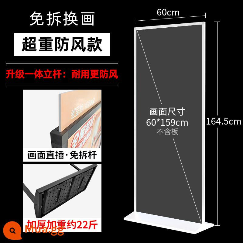 Giá trưng bày Liping 80x180 giá trưng bày biển quảng cáo ngoài trời dọc giá treo áp phích từ sàn đến trần loại cửa giá đỡ cuộn - Trắng 60X160cm [chống gió quá cân: nặng 22 pound] cột tích hợp nâng cấp