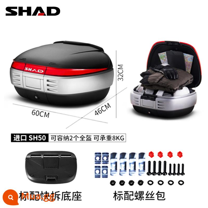 Cốp xe SHAD tháo lắp nhanh chống nước PCX Promise 250 xe tay ga 33/34/39 cốp xe điện - Hộp đựng đuôi SH50 + tựa lưng nhập khẩu (có đế tháo nhanh)