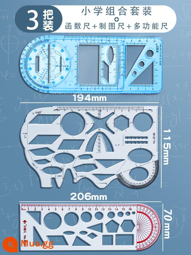 Thước đa chức năng chức năng thước hình học thước đa năng công cụ vẽ sao chép tay mẫu báo thước vẽ thước vẽ thước thẳng thước tam giác văn phòng phẩm học sinh đồ dùng học tập bộ học sinh tiểu học đặc biệt dành cho học sinh trung học cơ sở - Màu xanh thuần khiết - [Nâng cấp vật liệu] Bộ kết hợp học sinh tiểu học gồm 3 chiếc - thước chức năng + thước soạn thảo + thước đa năng