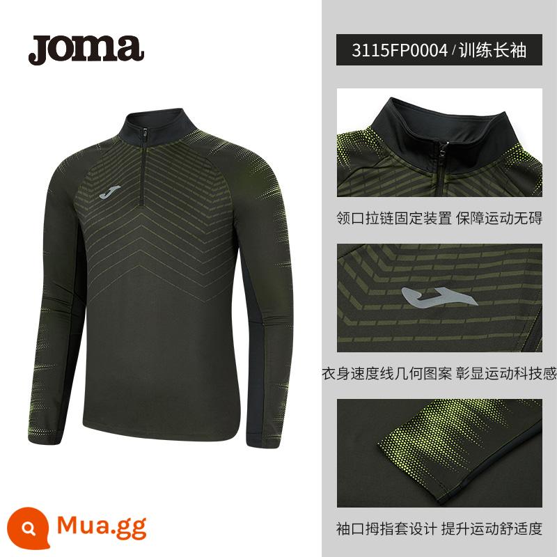 JOMA Homer nửa khóa đào tạo tay dài mùa thu và mùa thu bộ đồ tập bóng đá nam mới đồ thể thao hàng đầu - đen