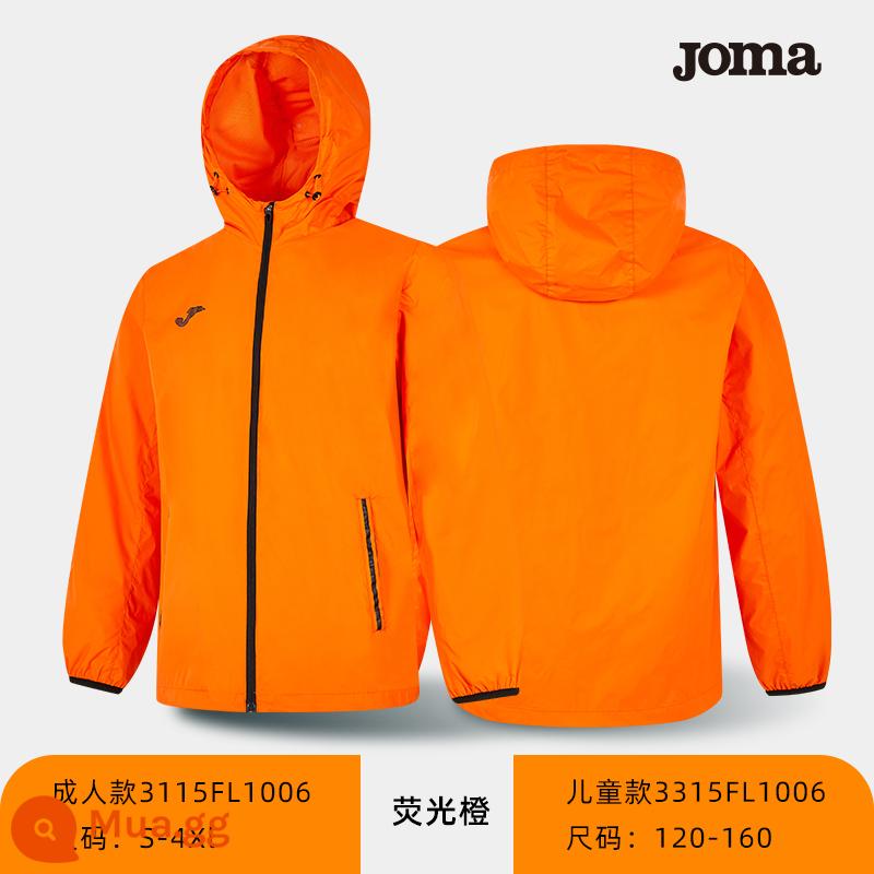 Joma Homer buộc tội các môn thể thao nam của nam giới mùa thu không thấm nước mưa mồ hôi mưa chạy bộ đồ đào tạo bóng đá trẻ em - màu cam huỳnh quang