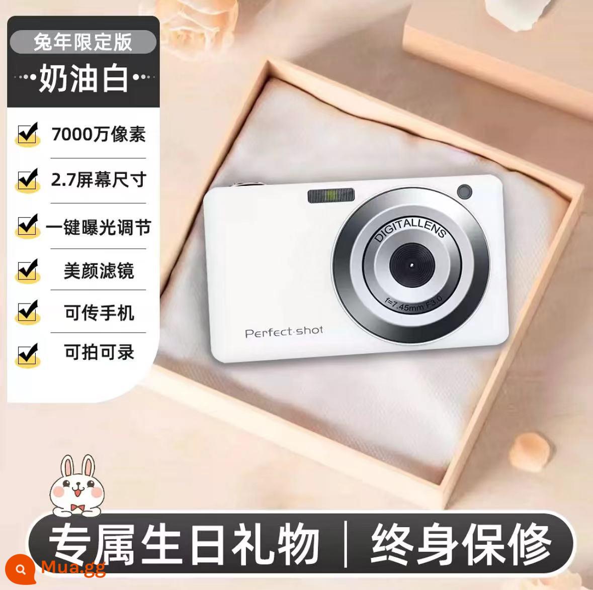 Máy ảnh kỹ thuật số mới máy ảnh thẻ vlog máy sinh viên cấp nhập cảnh CCD HD selfie di động - Năm Kỷ Mão giới hạn màu trắng sữa 7000w (20 bộ lọc + phơi sáng bằng một cú nhấp chuột)