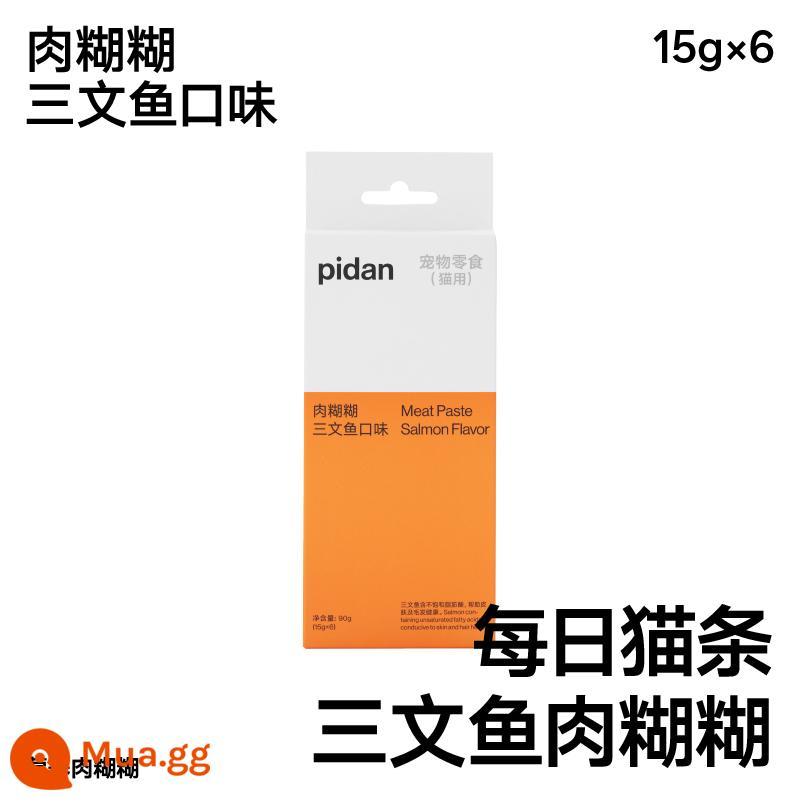 đồ ăn nhẹ cho mèo pidan Gói thức ăn ướt tươi Miao đồ ăn nhẹ cho mèo con thịt dán mèo dải thịt dán 15g * 6 dải snack mèo - cá hồi