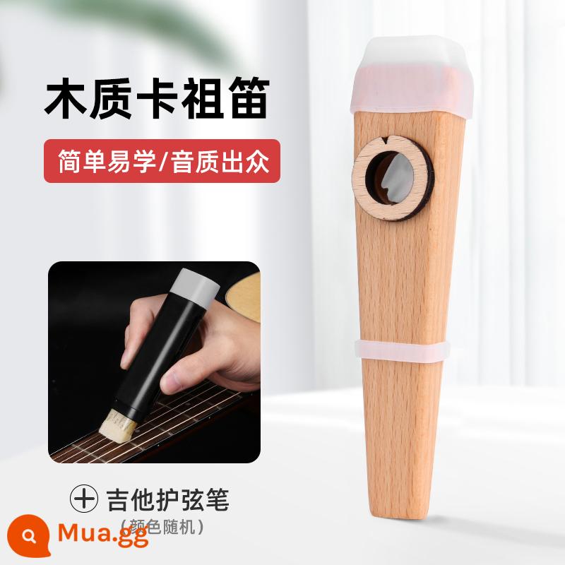 Sáo kazoo bằng gỗ kazoo bằng gỗ đặc sáo guitar kèn lớn thích hợp nhạc cụ đệm cho người mới tập chơi dễ học - Bút tẩy rỉ sét và chống gỉ đàn Kazoo + guitar