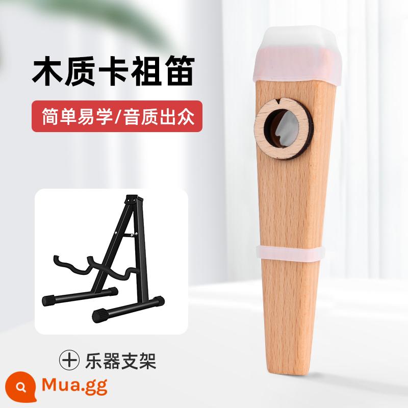 Sáo kazoo bằng gỗ kazoo bằng gỗ đặc sáo guitar kèn lớn thích hợp nhạc cụ đệm cho người mới tập chơi dễ học - Giá đỡ đàn Kazoo+