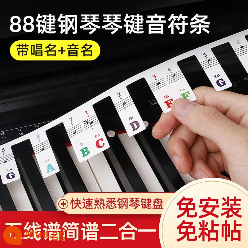 Miếng dán bàn phím đàn piano bàn phím điện tử Bàn phím điện tử phím dán bàn phím dải 88 miếng dán giai điệu phím ký hiệu năm dòng ký hiệu đơn giản ghi chú - [Không nhuộm màu] Dải nốt piano 88 phím (bàn phím điện tử)