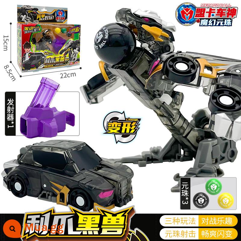 Chính hãng League Truck God Showdown: Magic Yuanzhu Machine God Meng Card Hạt tròn Đồ chơi trẻ em Cậu bé Trọn bộ Qikumeng - [Claw Blackhand] Thần xe + Máy phóng + 3 hạt Yuan