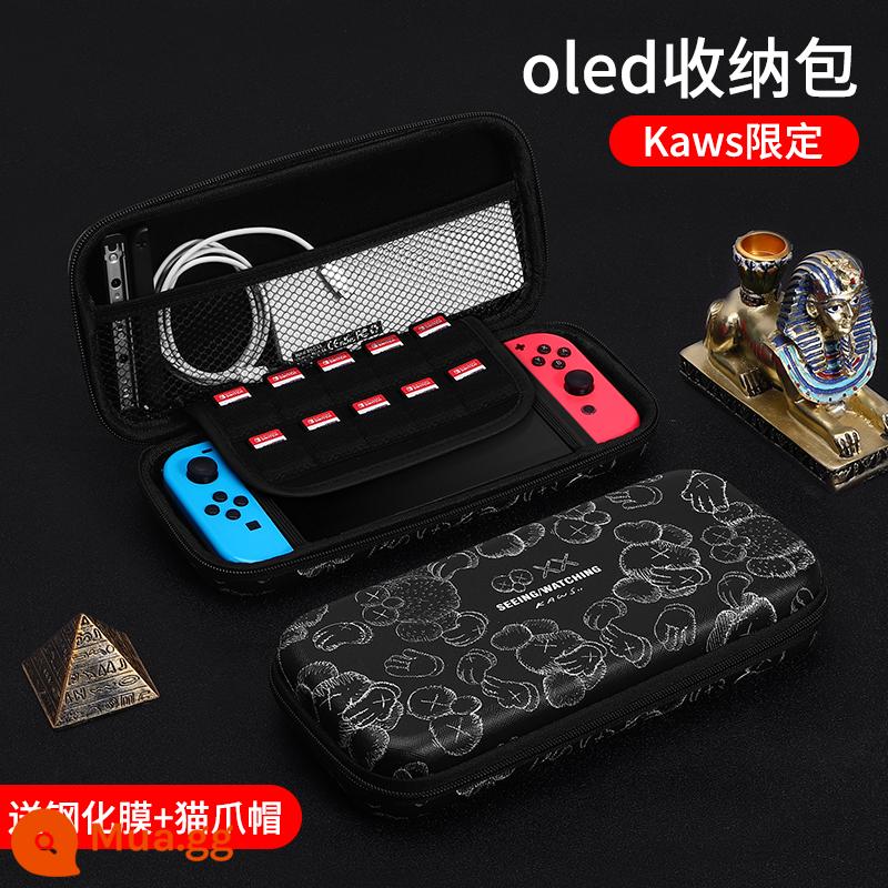 Túi lưu trữ Nintendo Switch vỏ bảo vệ ns Pokémon Zhuzi vỏ cứng hộp swich chuyển đổi băng cassette di động siwch tay cầm phụ kiện vỏ màn hình oled hộp thẻ cứng switchlite - Switcholed√Sesame kaws√Phim cường lực miễn phí + mũ vuốt mèo