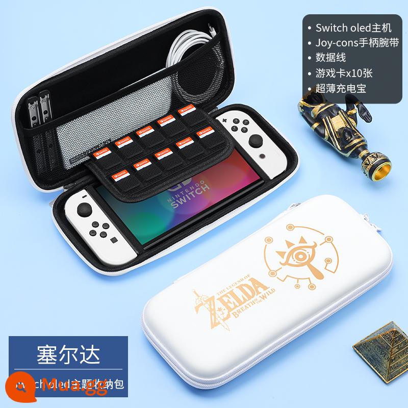 Túi lưu trữ Nintendo Switch vỏ bảo vệ ns Pokémon Zhuzi vỏ cứng hộp swich chuyển đổi băng cassette di động siwch tay cầm phụ kiện vỏ màn hình oled hộp thẻ cứng switchlite - Switcholed√Zelda White√Phim cường lực miễn phí + Mũ vuốt mèo